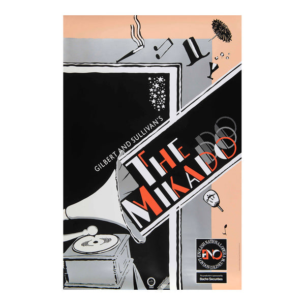 Original English National Opera poster, The Mikado, London Coliseum, 1986. Poster designed by Anthea Pender.