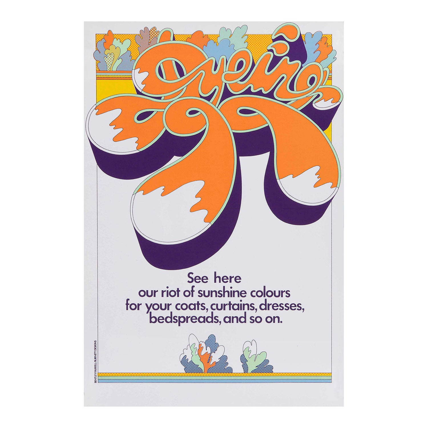 original, promotional poster for Achille Serre dry cleaners and laundry company, designed by Bentley/Farrell/Burnett Designs, 1971.