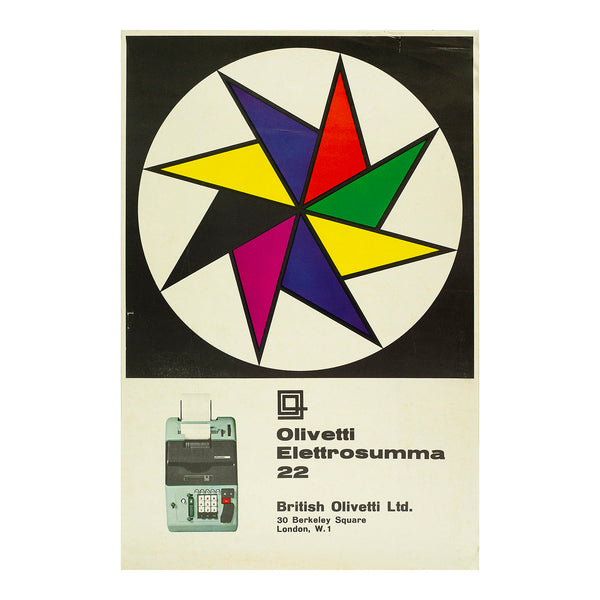 poster for Olivetti by the Italian graphic designer, Giovanni Pintori, c. 1958/59. The poster promotes the Olivetti Elettrosumma 22