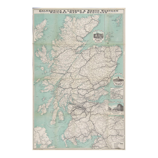 Original double sided folding map published by the London & North Western Railway and Caledonian Railway, c. 1920