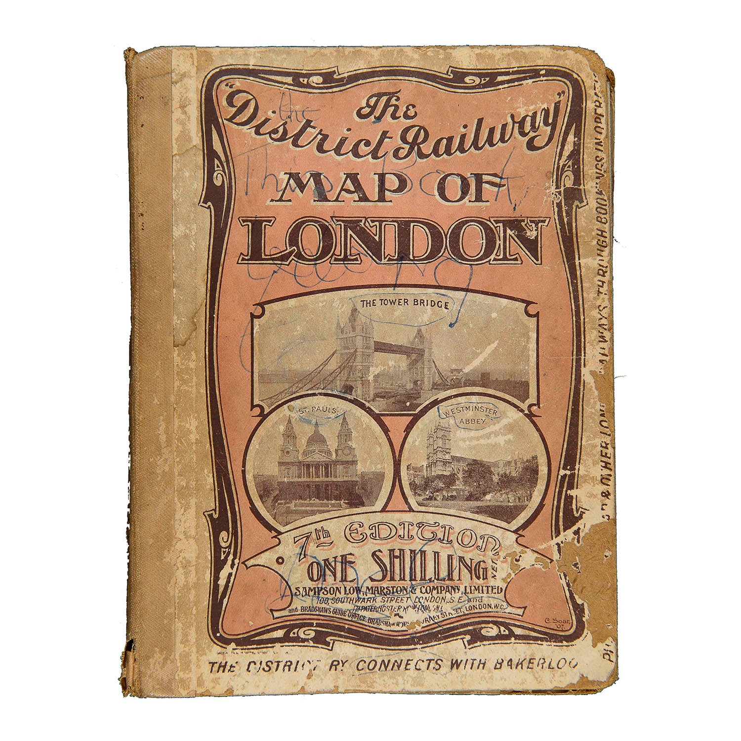 Original folding map, The District Railway Map of London, 1908, in card covers.&nbsp;

The map unfolds to show a a very detailed street map of the central London area, overlaid with the routes of the early Underground railways. The map includes the location of Franco British Exhibition (Wood Lane Station), held in 1908