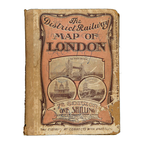 Original folding map, The District Railway Map of London, 1908, in card covers.&nbsp;

The map unfolds to show a a very detailed street map of the central London area, overlaid with the routes of the early Underground railways. The map includes the location of Franco British Exhibition (Wood Lane Station), held in 1908