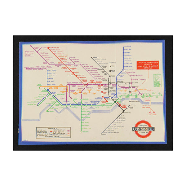 Original, and rare, London Transport folding Underground pocket map, printed on thin card, March 1934