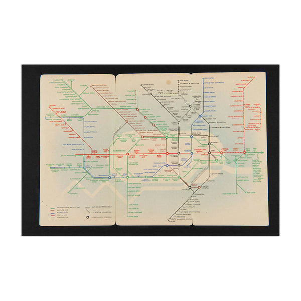 Original, and uncommon, London Transport folding Underground pocket map, printed on thin card, No.1 1939.
