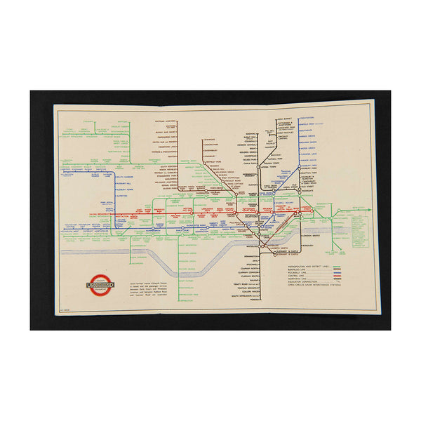 Classic version of the iconic Tube map with printed HC Beck attribution. Reverse printed with map showing Connections With Main Line Termini