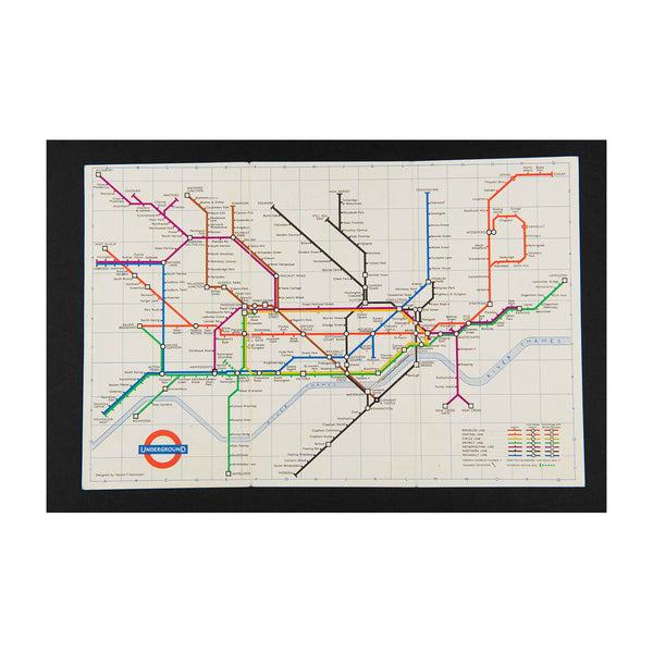 Original London Transport folding Underground pocket map, printed on thin card, 1961.

Version of the iconic Tube map designed by Harold F Hutchinson. Reverse printed with Index of Stations