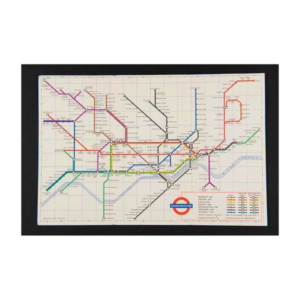 Original London Transport folding Underground pocket map, printed on thin card, 1961.

Version of the iconic Tube map designed by Harold F Hutchinson. Reverse printed with Index of Stations