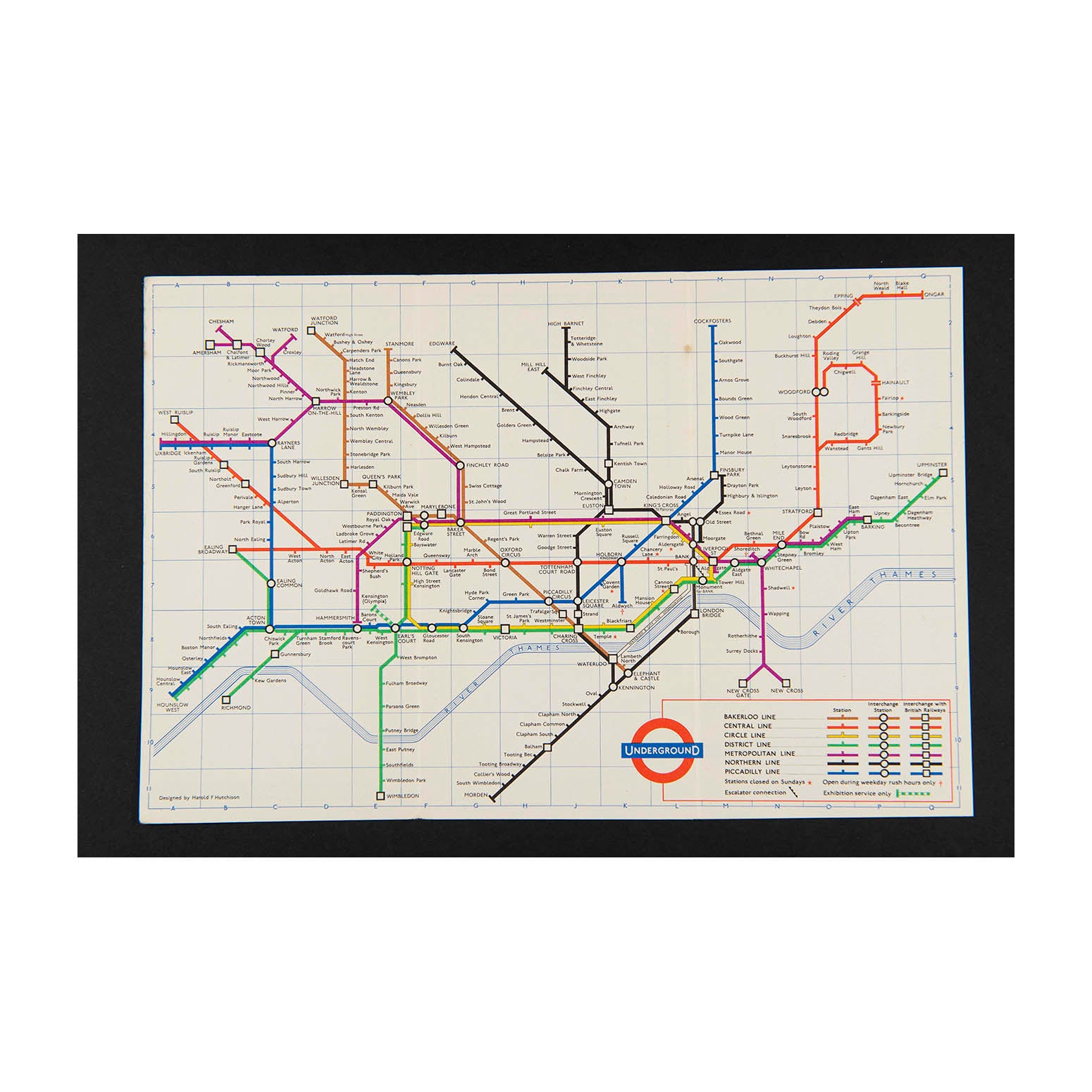 Original London Transport folding Underground pocket map, printed on thin card, 1962

Version of the iconic Tube map designed by Harold F Hutchinson. Reverse printed with Index of Stations