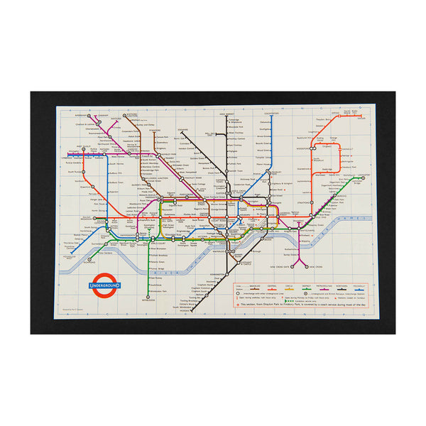 Original London Transport folding Underground pocket map, printed on thin card, 1966.