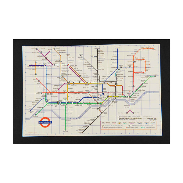 Original London Transport folding Underground pocket map, printed on thin card, 1968 No. 2.

Version of the iconic Tube map designed by Paul Garbutt. Reverse printed with Index of Stations