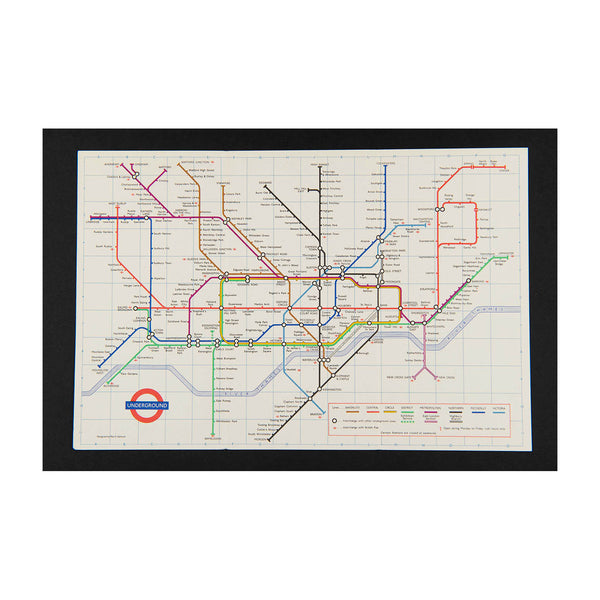 Original London Transport folding Underground pocket map, printed on thin card, March 1971.

Version of the iconic Tube map designed by Paul Garbutt. Reverse printed with Index of Stations.