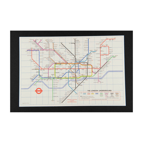 Original London Transport folding Underground pocket map, printed on thin card, No. 2 1974.