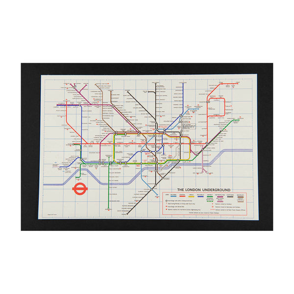 Original London Transport folding Underground pocket map, printed on thin card, No. 2 1975.