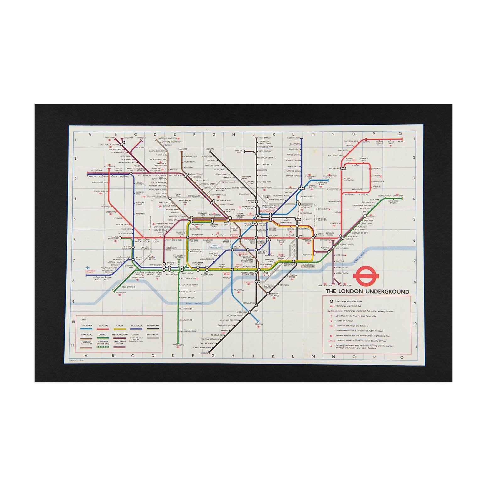 Original London Transport folding Underground pocket map, printed on thin card, No. 2 1978.

Version of the iconic Tube map designed by Paul Garbutt. Reverse printed with Index of Stations