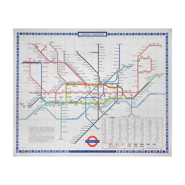Superb, original, station poster map version of the famous London Underground Tube diagram, 1971. 