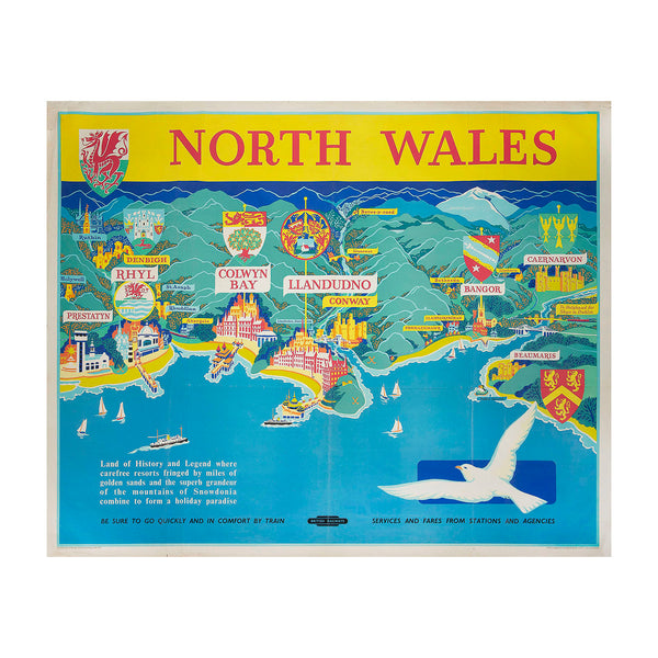 Original British Railways (London Midland Region) poster map, Lancashire Coast, 1957.