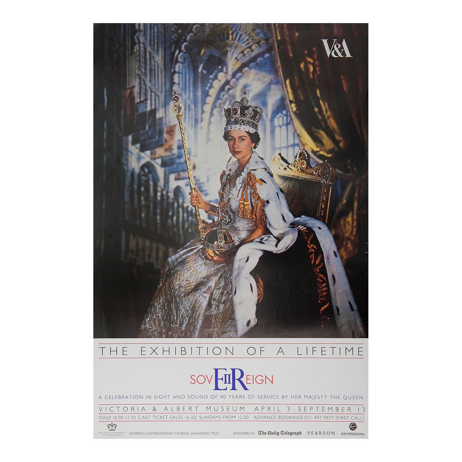 Original exhibition poster, The Exhibition of a Lifetime, Sovereign, Victoria & Albert Museum, 1992