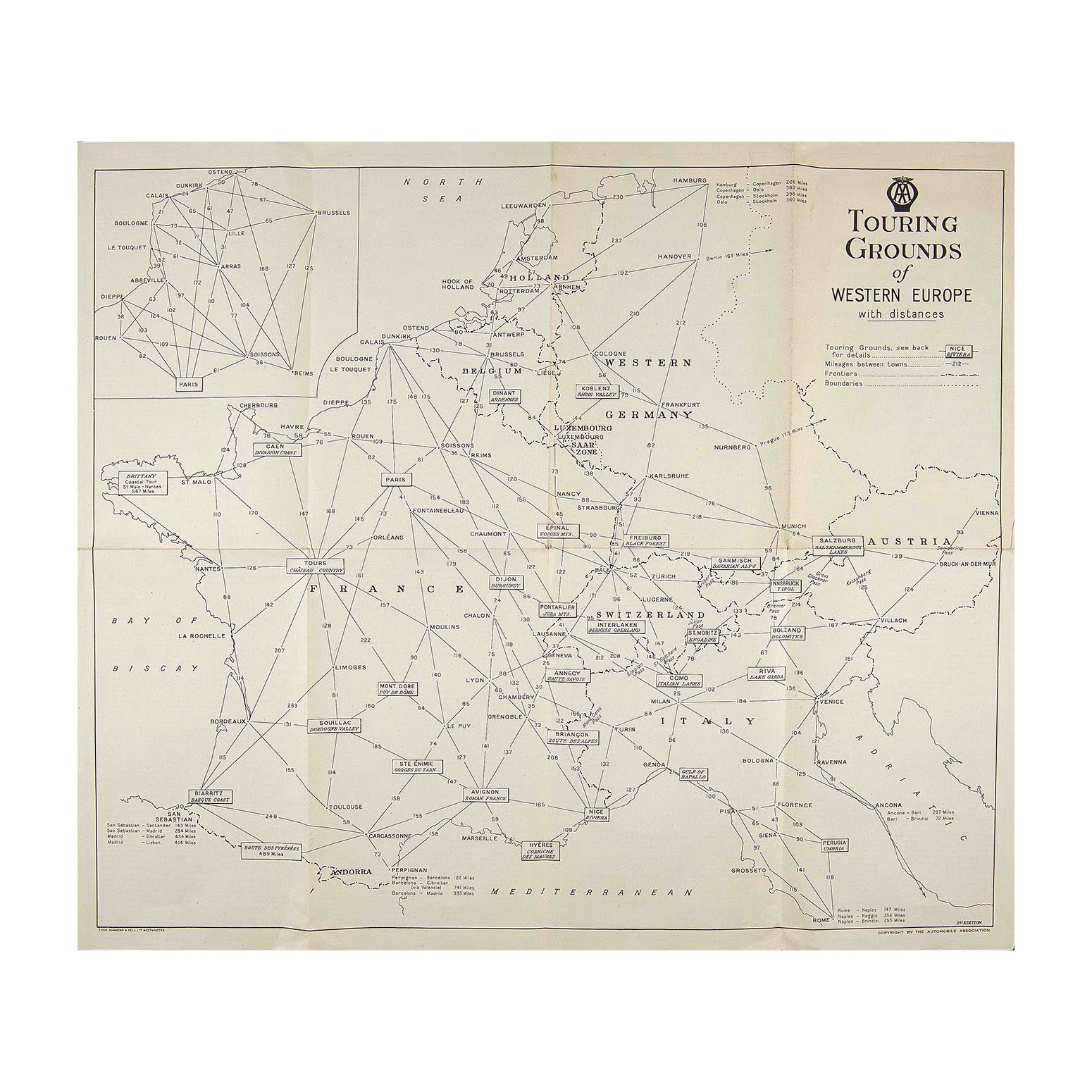 Touring grounds of Western Europe (folded map)