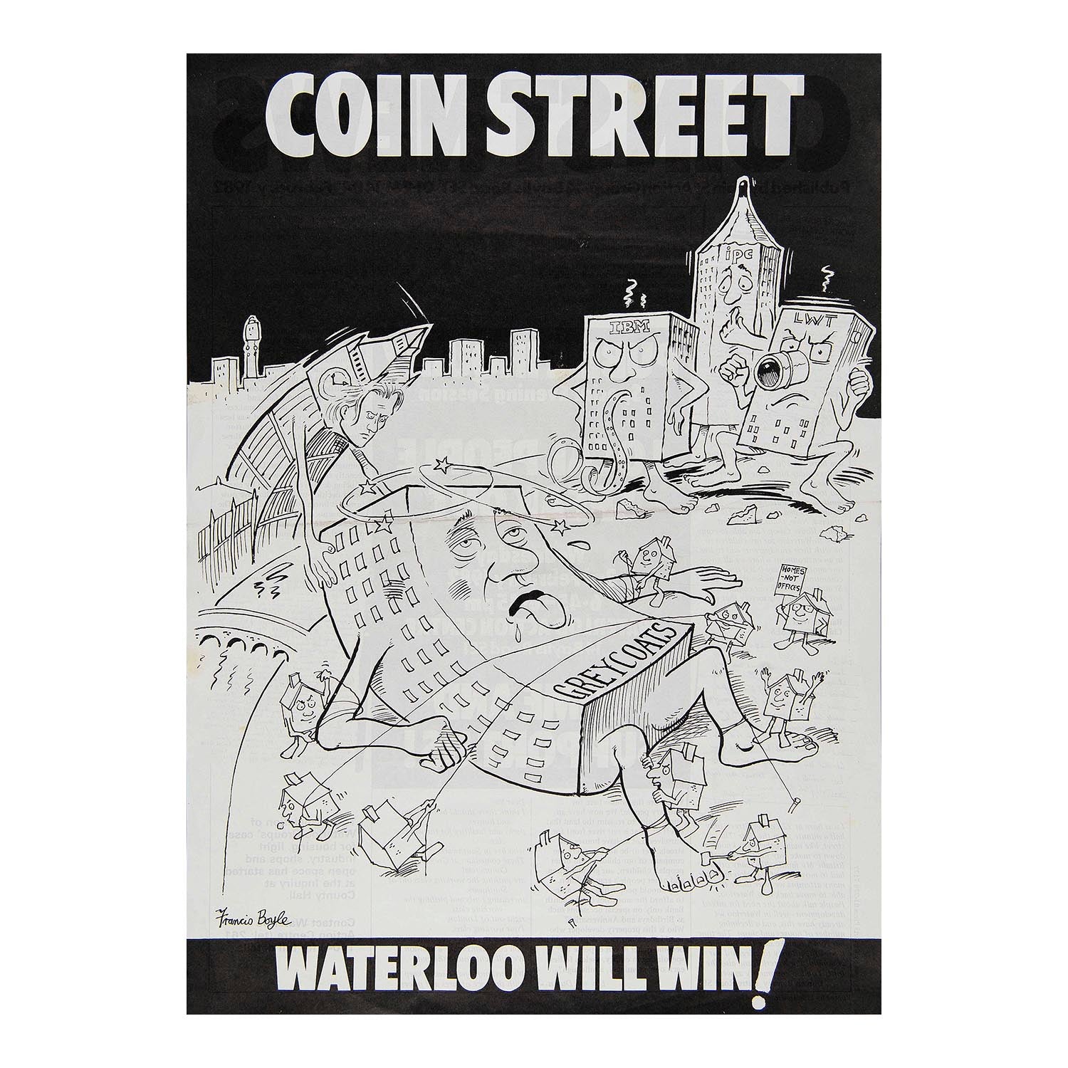 Original double-sided Coin Street Action Group poster/newsletter, 1982