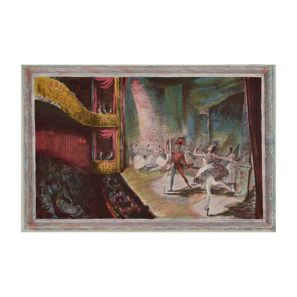 Original ‘School Print’, The Ballet, by Charles Mozley, and published by School Prints Ltd, 1946. The design features a scene from a ballet performed in a packed theatre