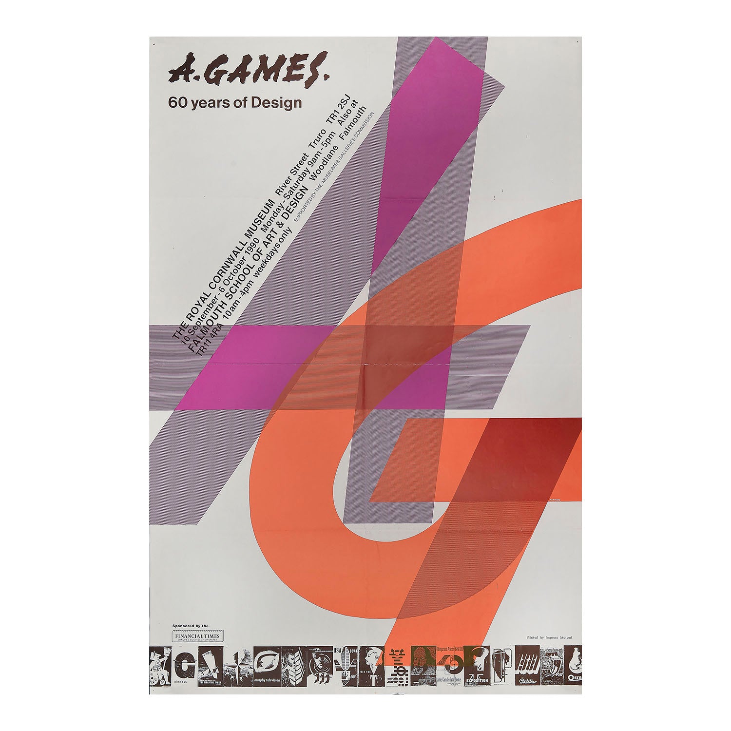 Original exhibition poster, Abram Games. 60 Years of Design, The Royal Cornwall Museum, 1990. 