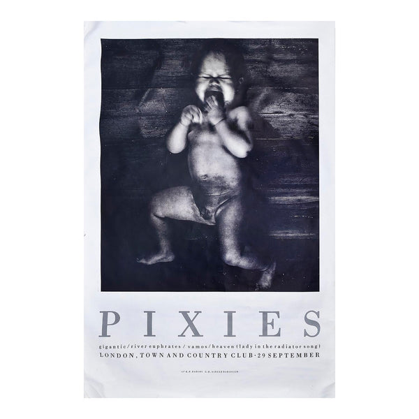 original, promotional poster for the American alternative rock band Pixies, which advertises the band’s first single, Gigantic, and a live performance at the Town and Country Club on the band’s first UK headlining tour, 29 September 1988