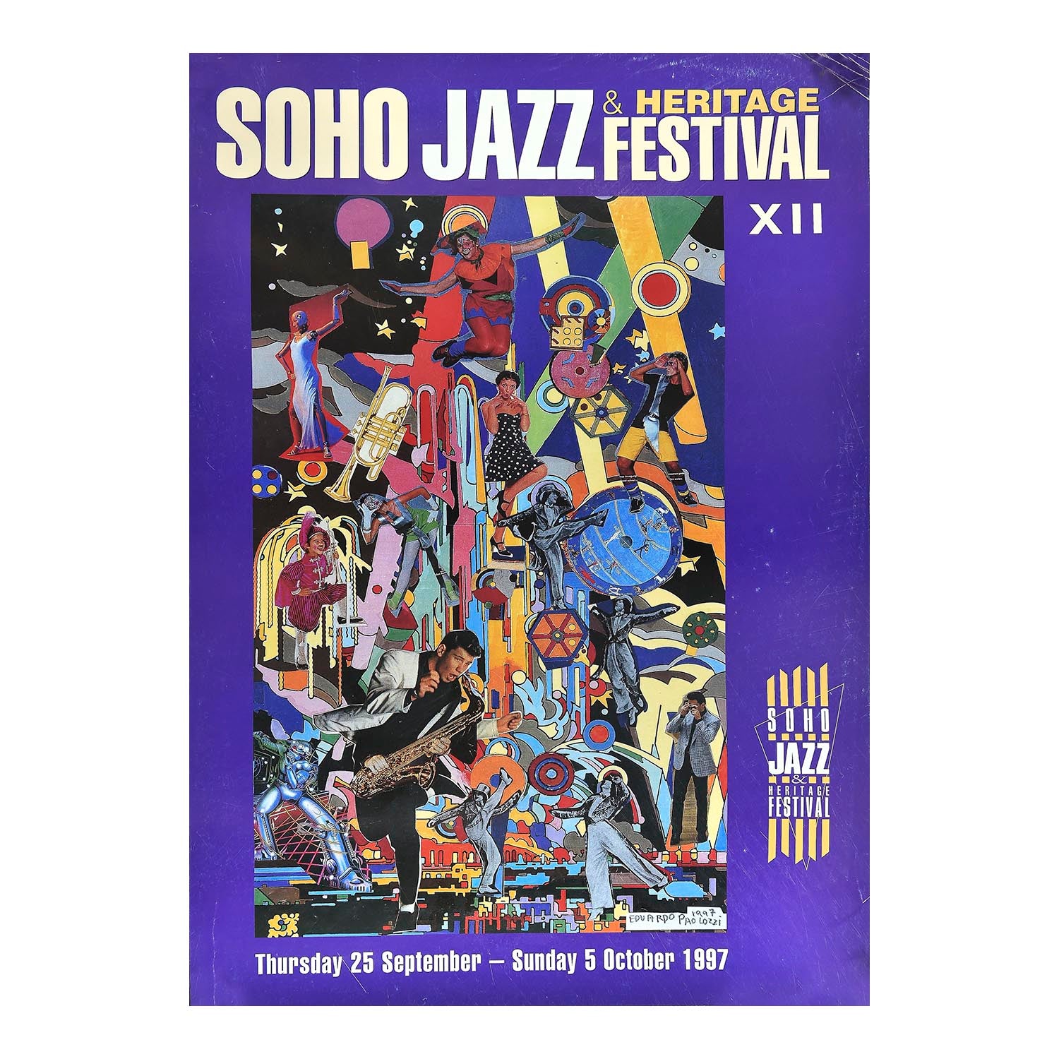 An original poster for the 1999 Soho Jazz Festival designed by the ‘godfather’ of pop art, Eduardo Paolozzi