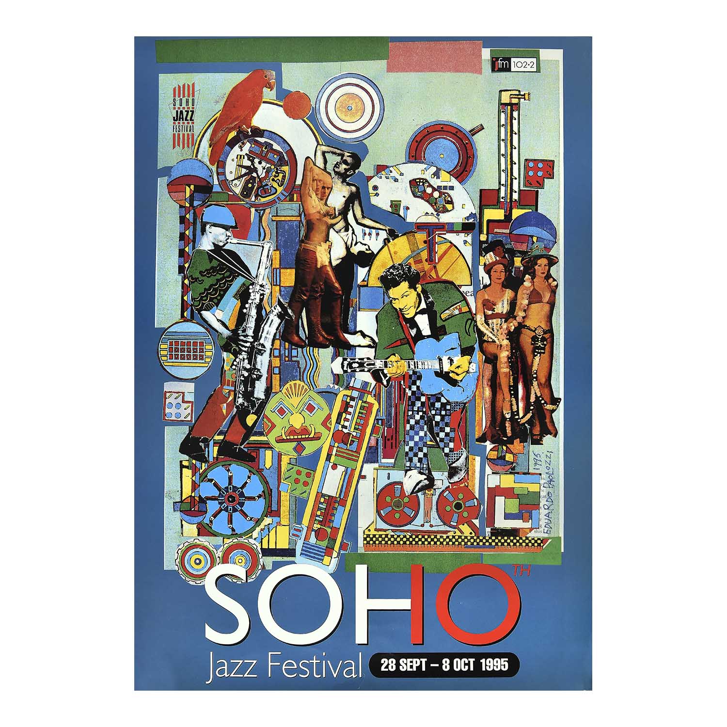 original poster for the 1995 Soho Jazz Festival designed by the ‘godfather’ of pop art, Eduardo Paolozzi. 