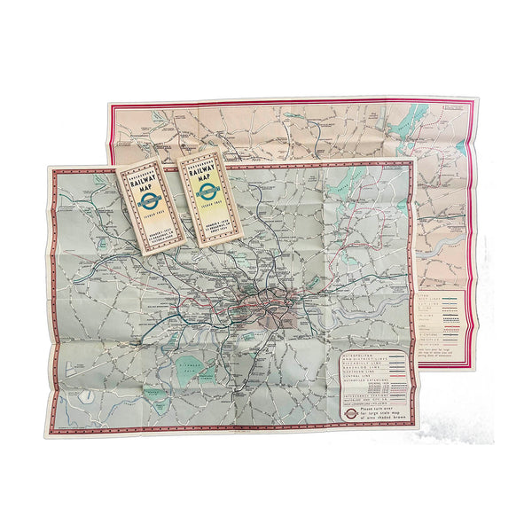 Four different London Transport folding Railway maps: No.1 1937, No.1 1938, No.2 1938 and No.2 1939