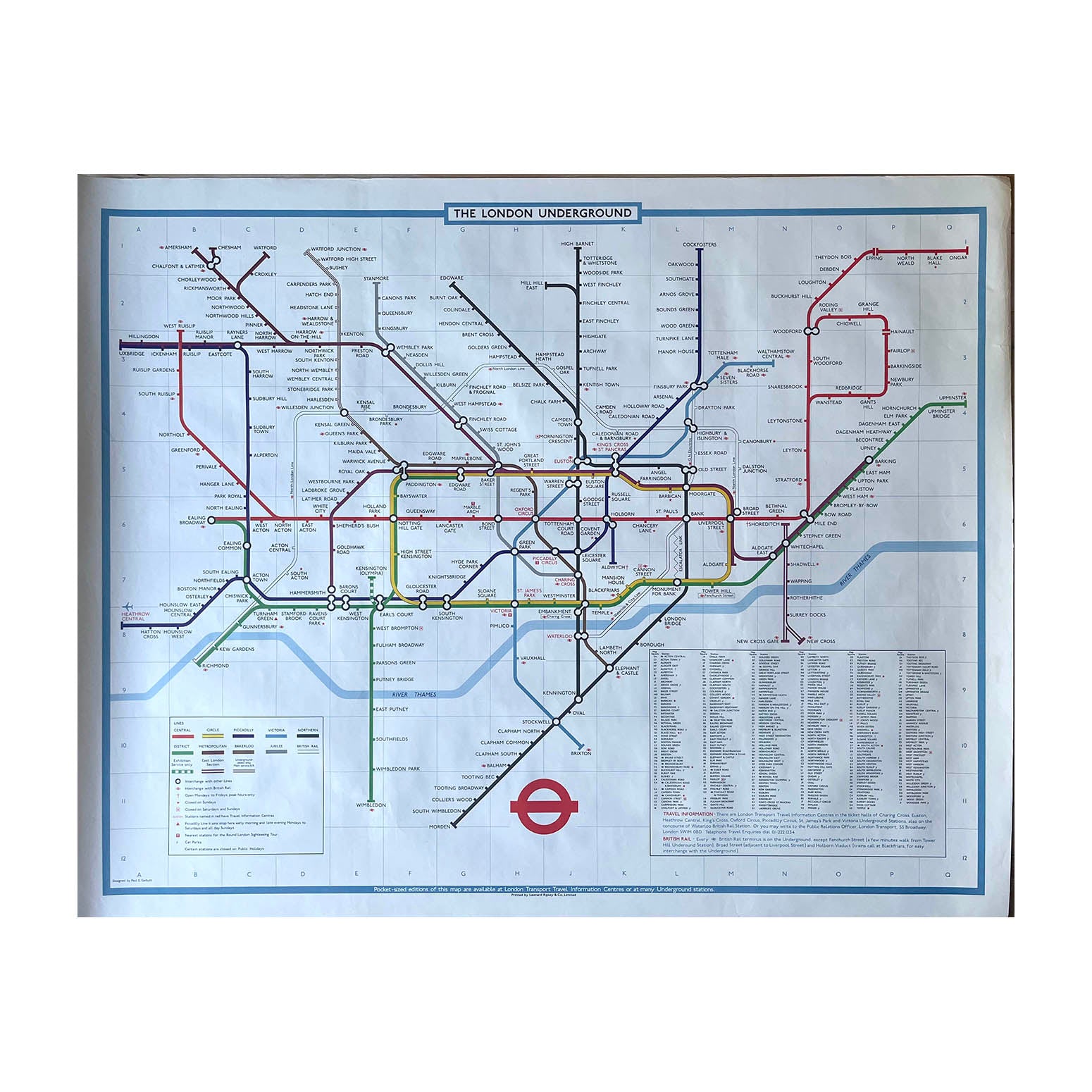 Superb, original, station poster map version of the famous London Underground Tube diagram, c.1979.