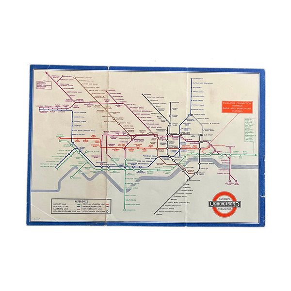 Original, and uncommon, London Transport folding Underground pocket map, printed on thin card, No. 1 1936.