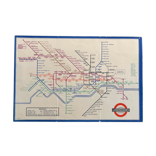 Original, and uncommon, London Transport folding Underground pocket map, printed on thin card, No. 2 1936.