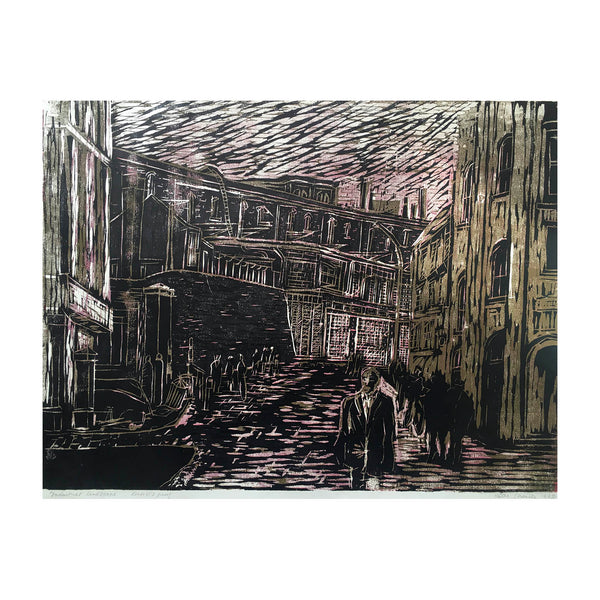 Original lithographic print, Industrial Landscape, Käthe Strenitz (1923–2017), Artist’s Proof, 1968