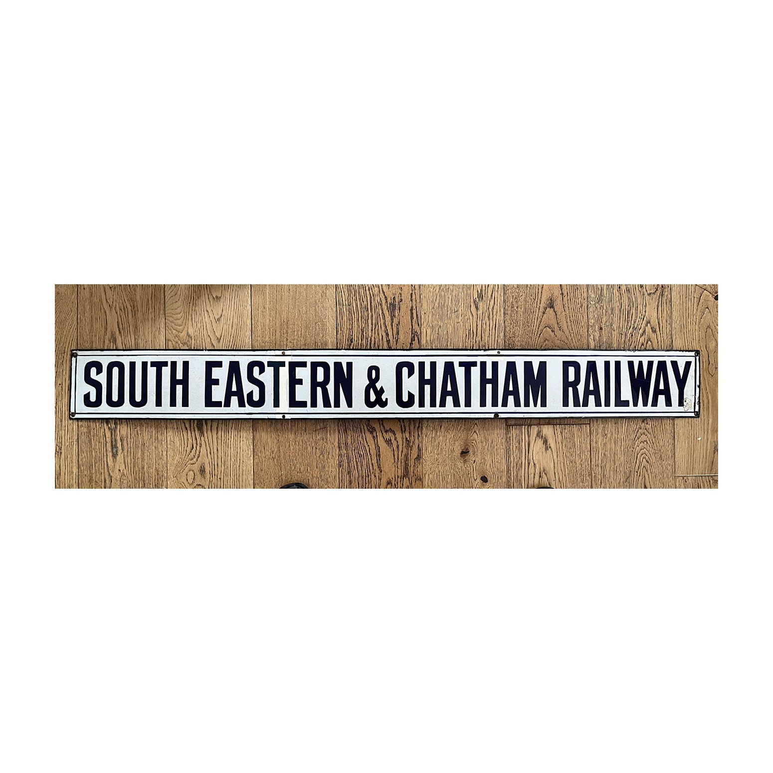 original enamel South Eastern &amp; Chatham Railway (SE&CR) poster heading, c. 1900.