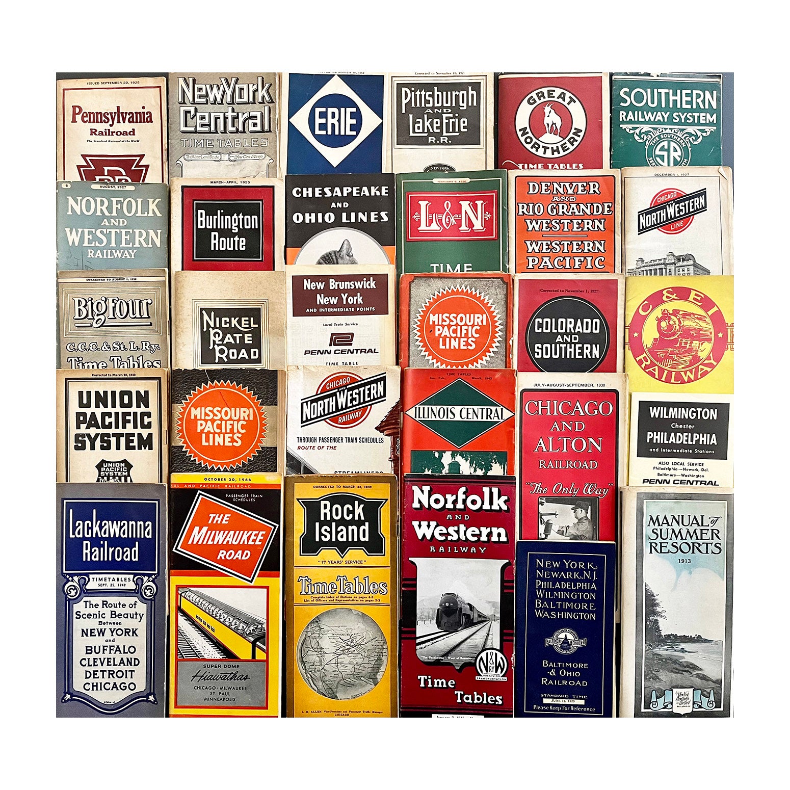 Collection of 30 American Railroad Timetable Guides