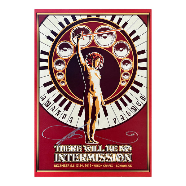 An original promotional/souvenir poster for Amanda Palmer in concert at the Union Chapel, Islington, December 2019. This copy has been hand signed by Palmer