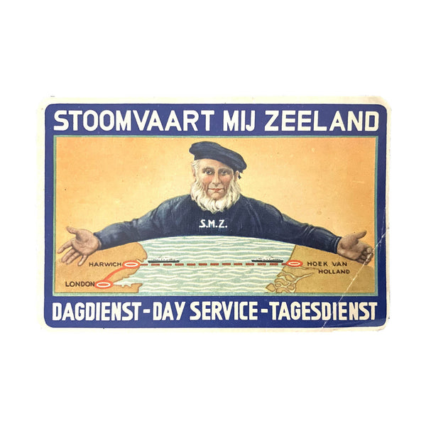 Original shipping luggage label for Stoomvaart Maatschappij Zeeland Line, c.1930