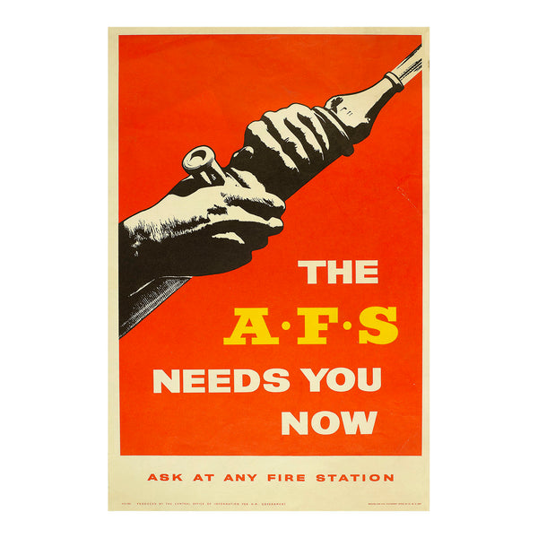 Original recruiting poster for the Auxiliary Fire Service (AFS), c.1950