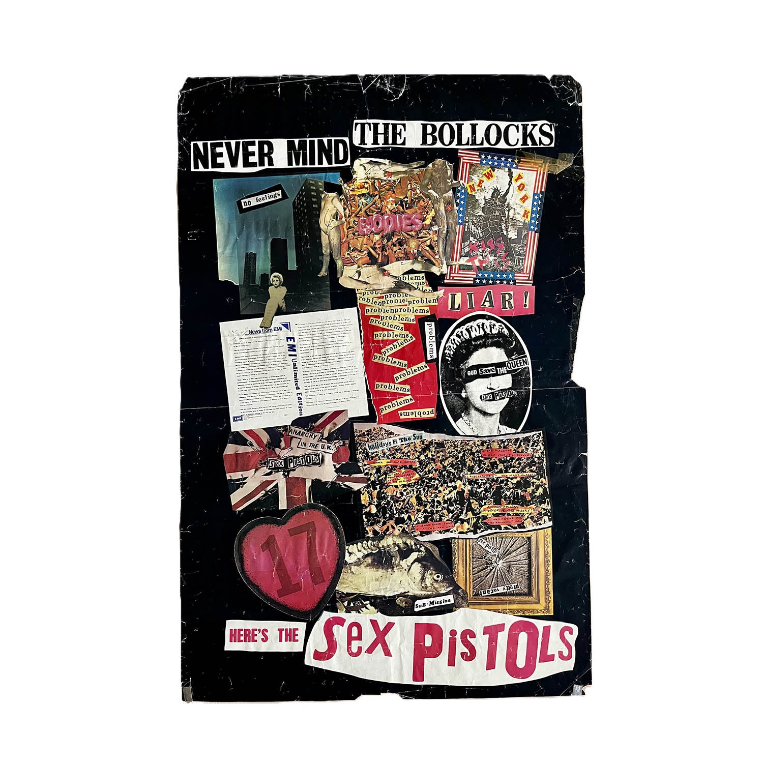 Original promotional Sex Pistols folded poster issued with early UK pressings of Never Mind The Bollocks, 1977