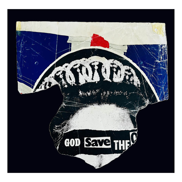 An original fragment of the Sex Pistols’ iconic God Save the Queen poster, linked directly with the London punk scene of 1977