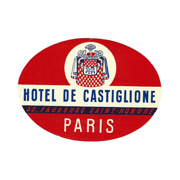 Hotel De Castiglione, Paris (Luggage Label)