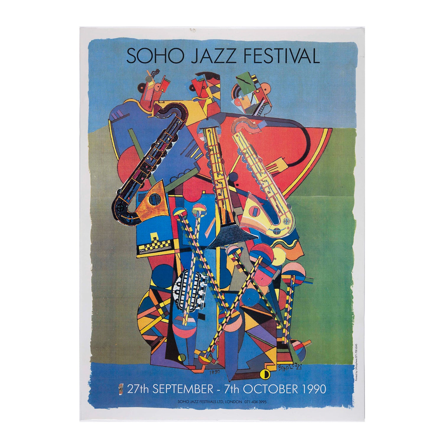 Original Eduardo Paolozzi Soho Jazz Festival poster 1990