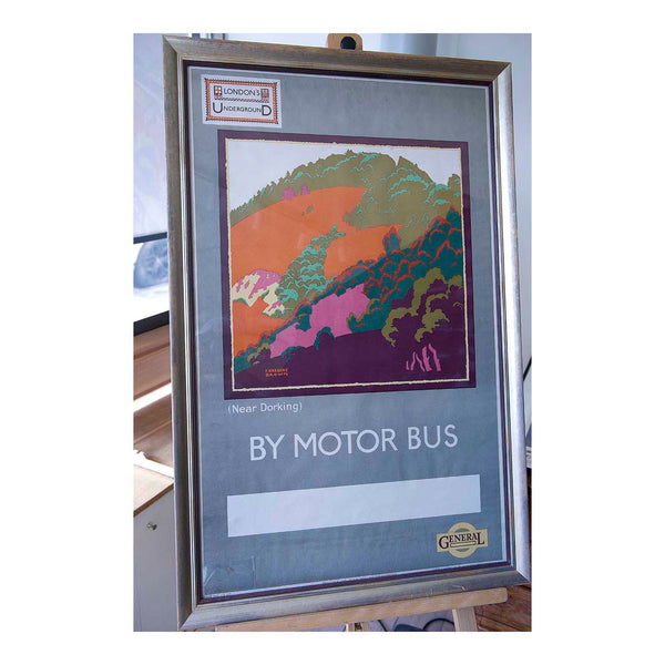 Original London Underground poster, near Dorking, by F. Gregory Brown, 1922. Rural scene in modernist style