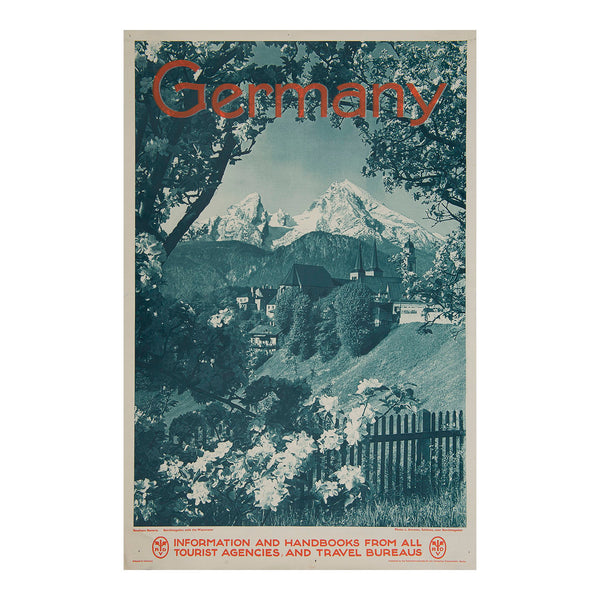 An original photographic German Railway poster published by the Reichsbahnzentrale für den Deutschen Reiseverkehr (RDV) in about 1930, promoting Berchtesgaden, Southern Bavaria.
