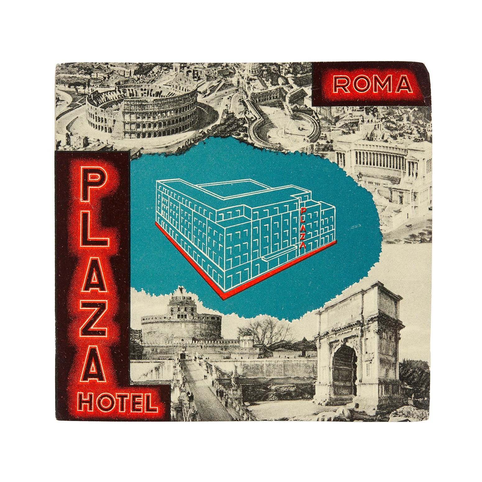 Plaza Hotel, Roma (Luggage Label)