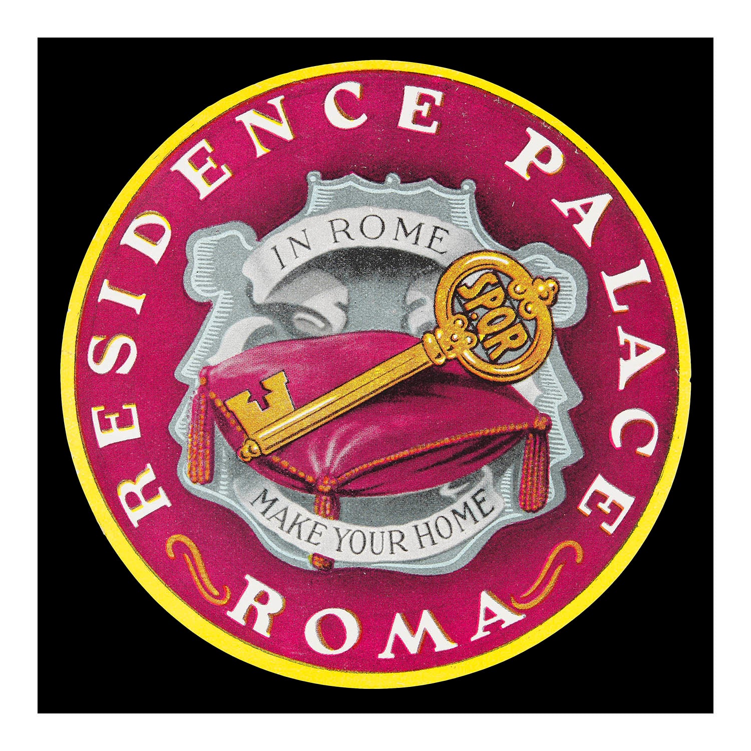 Residence Palace. In Rome Make Your Home (Luggage Label)