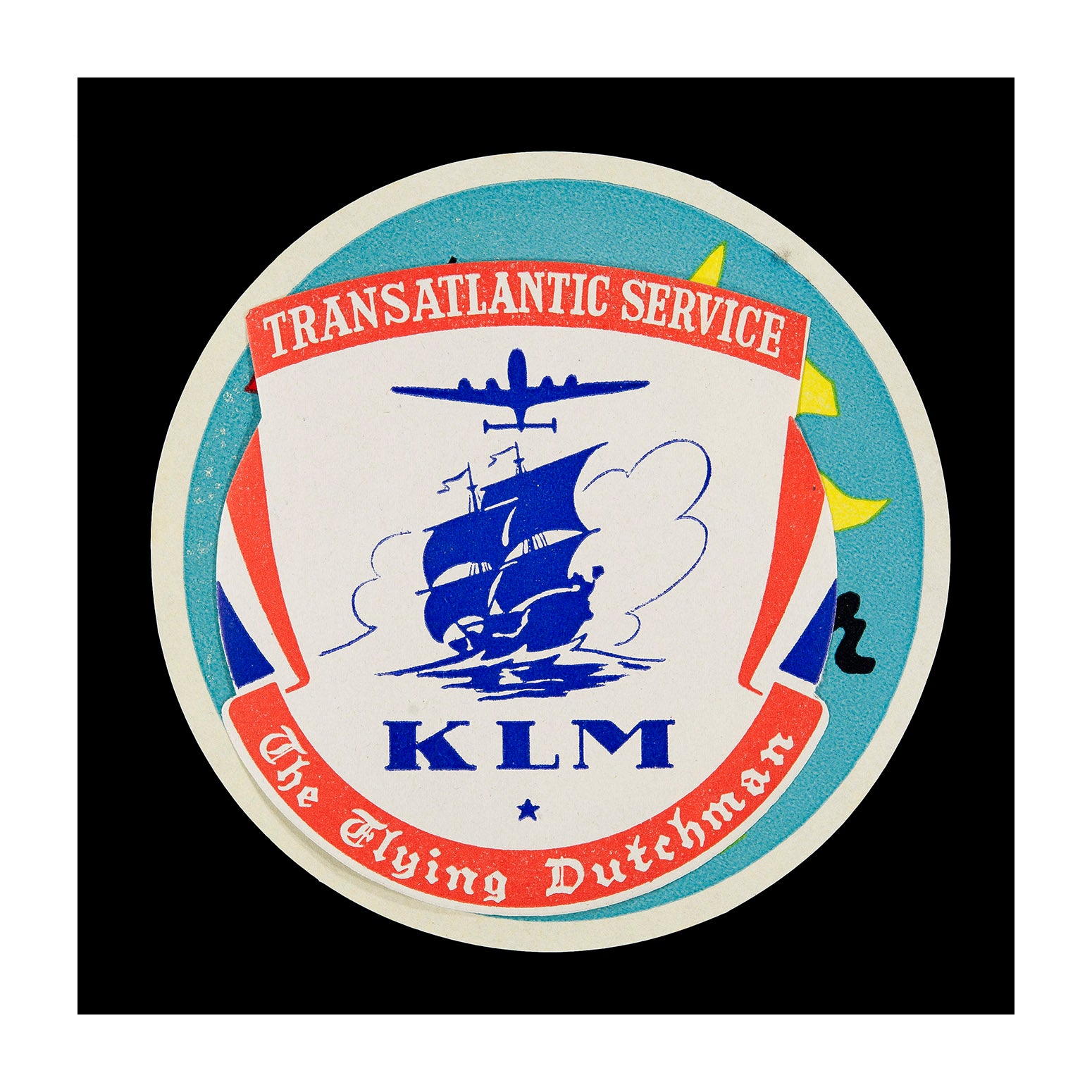 Tranatlantic Service. The Flying Dutchman KLM (luggage label)