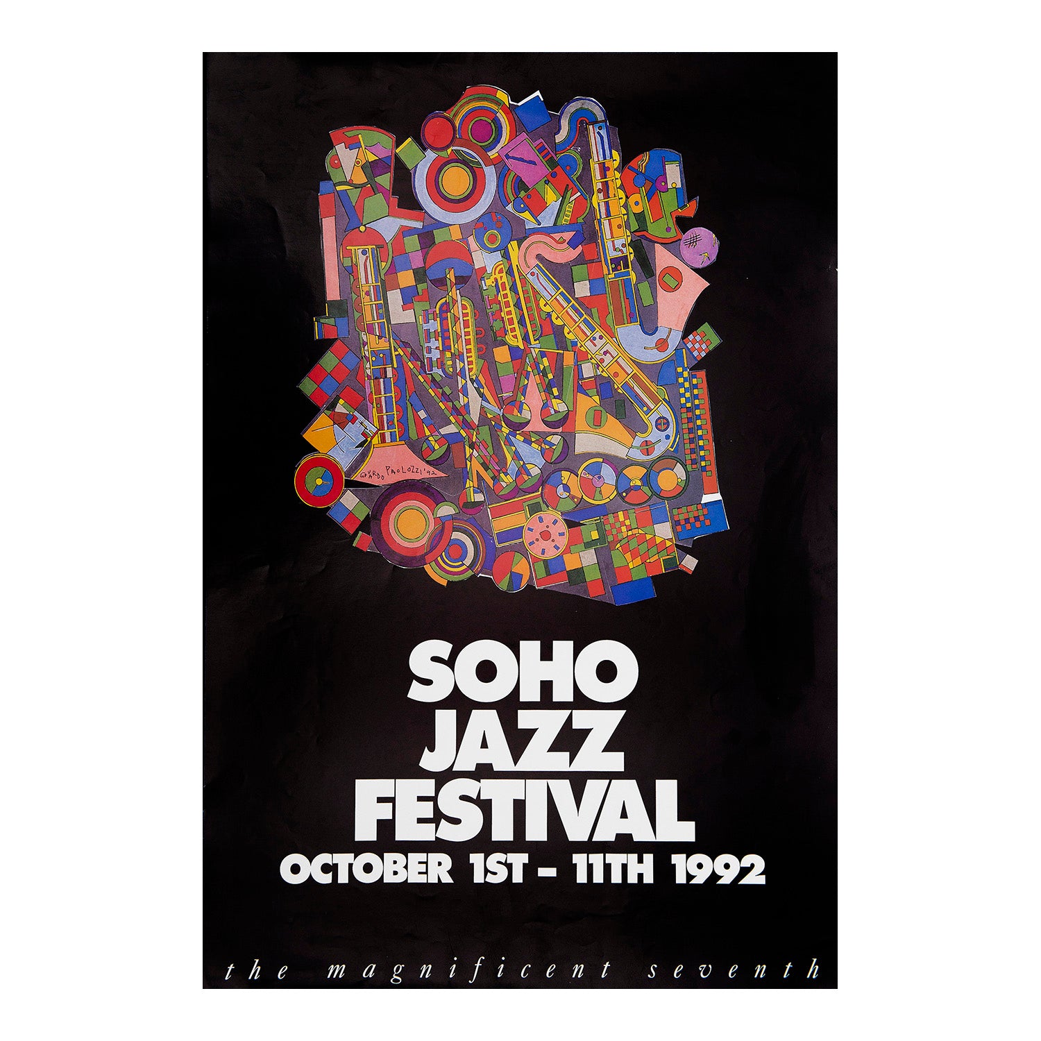  original poster for the 1992 Soho Jazz Festival designed by the ‘godfather’ of pop art, Eduardo Paolozzi