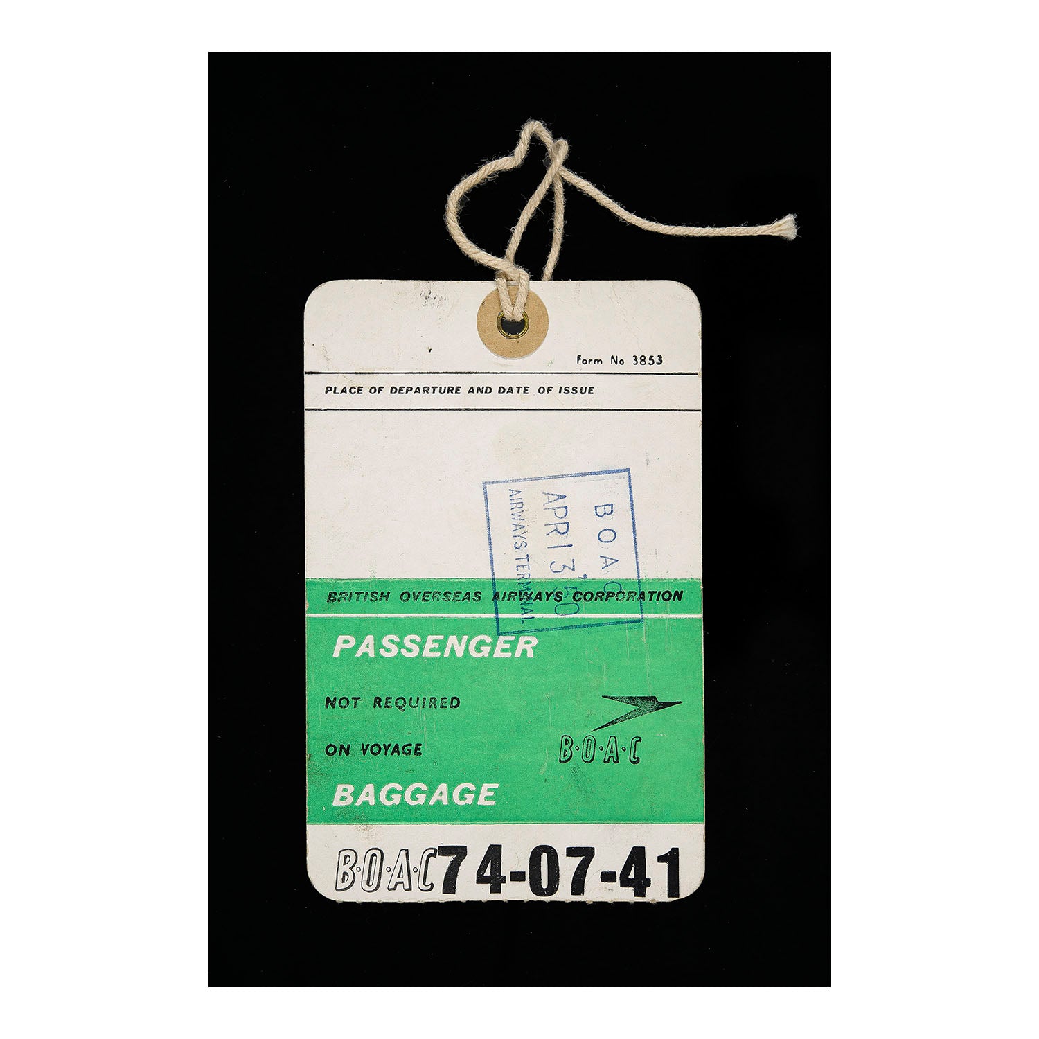 BOAC Luggage Identification (Not Required on Voyage) tag