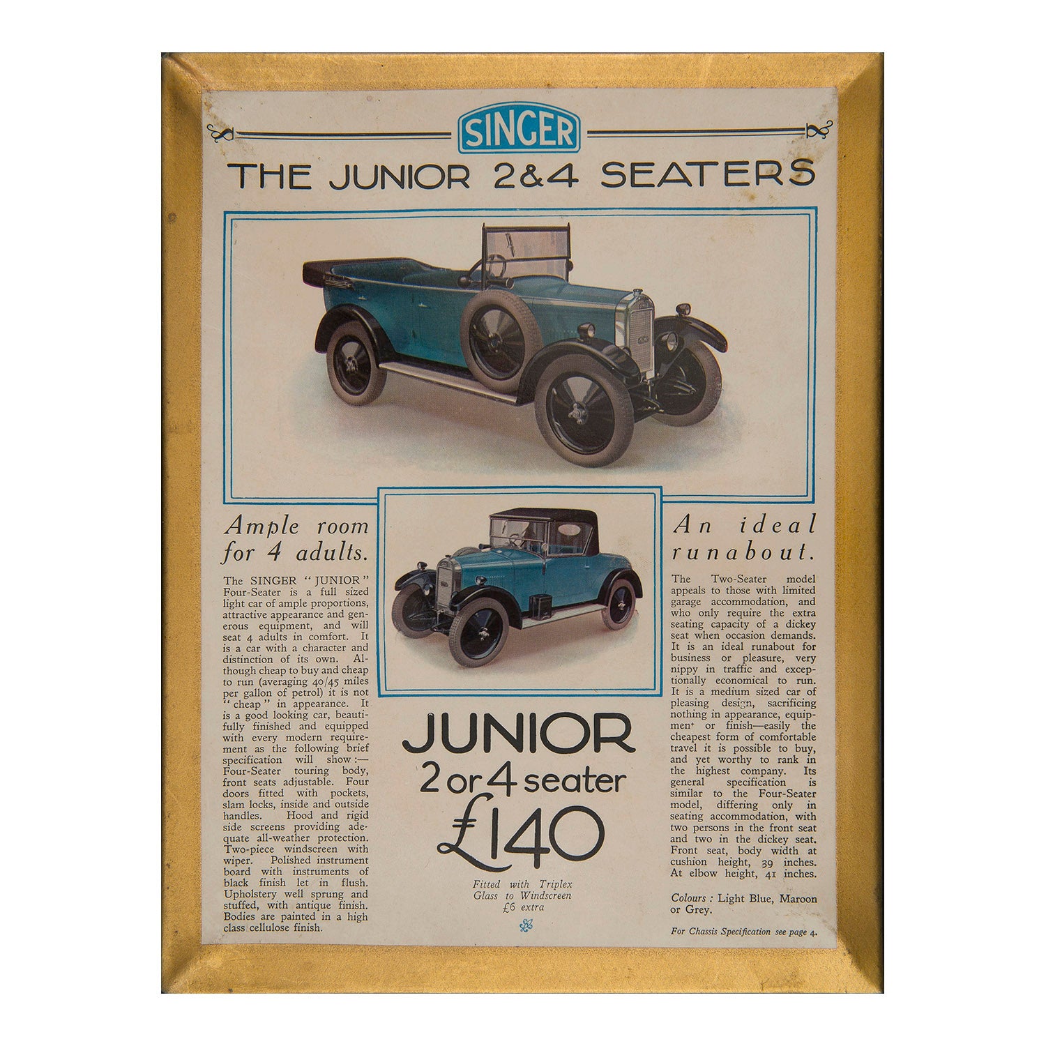 Singer. The Junior 2 & 4 Seaters